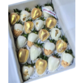 20pcs White & Gold with Peanuts Chocolate Strawberries Gift Box